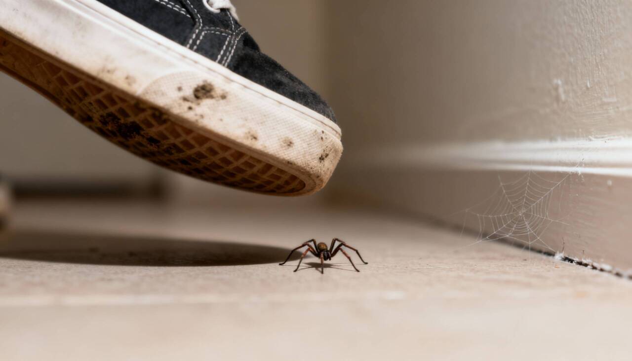 A presença de aranhas em cantos discretos indica ambiente com baixa infestação de pragas maiores