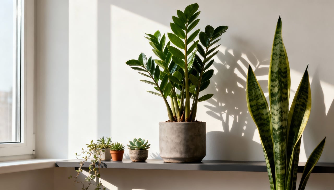 A Espada-de-São-Jorge é uma das plantas mais recomendadas para ambientes internos devido à sua capacidade de purificação do ar – Imagens produzidas com uso de Inteligência Artificial