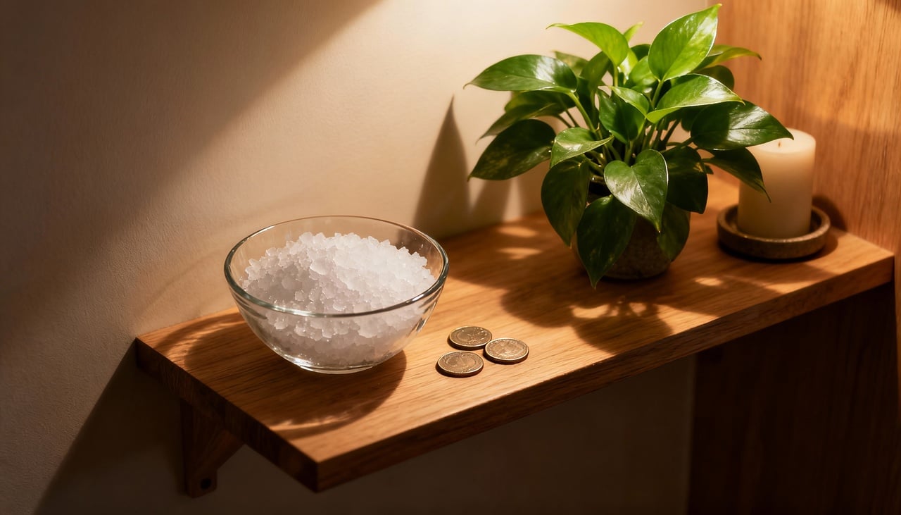 No Feng Shui, o sal costuma ser associado a um elemento de purificação e estabilização energética