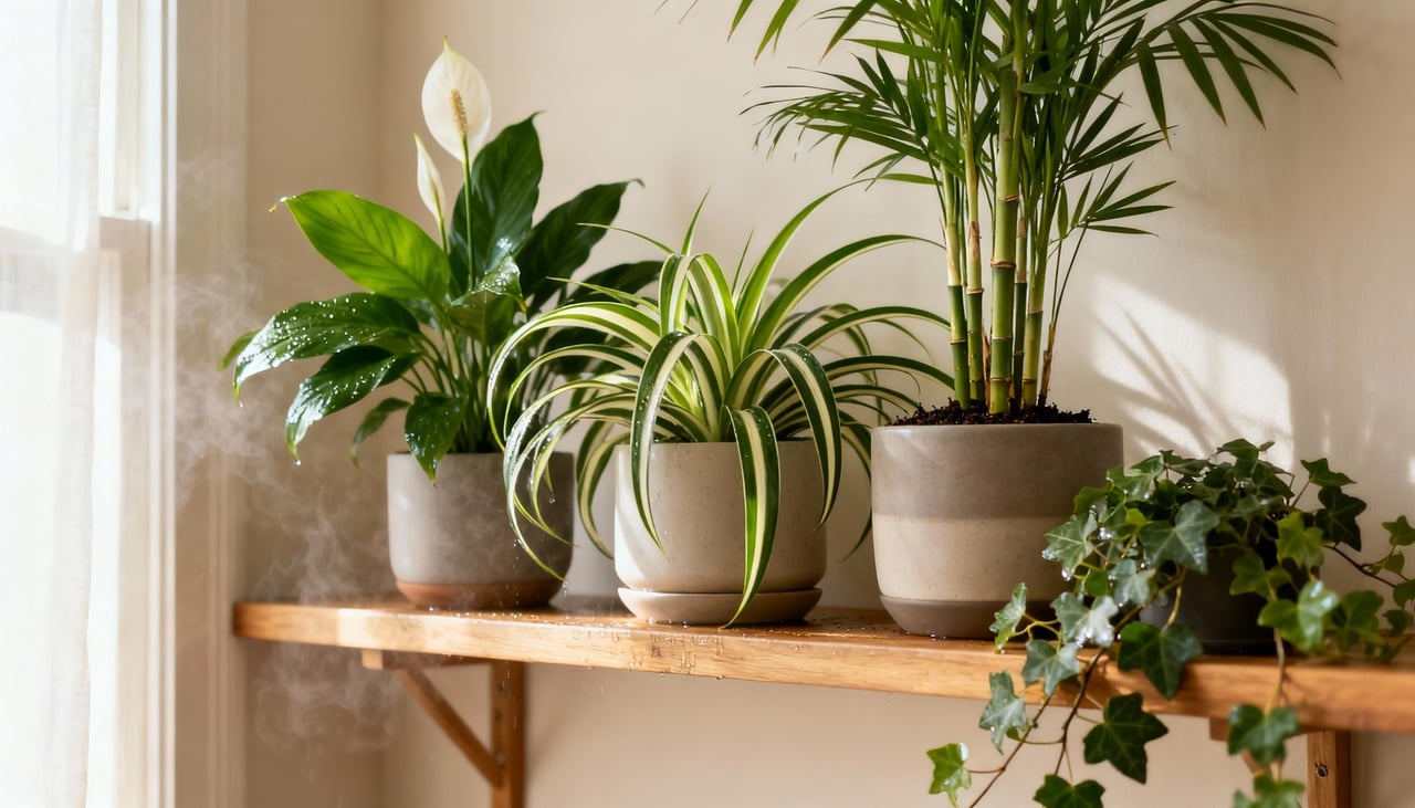 O lírio da paz é frequentemente apontado como uma das melhores plantas para ambientes internos com excesso de umidade – Imagens produzidas com uso de Inteligência Artificial