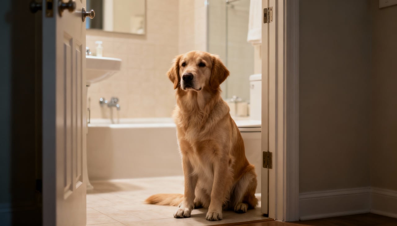 Ao entrar no banheiro e fechar a porta, você cria uma barreira física que o impede de monitorar o ambiente ao seu redor – Imagens produzidas com uso de Inteligência Artificial