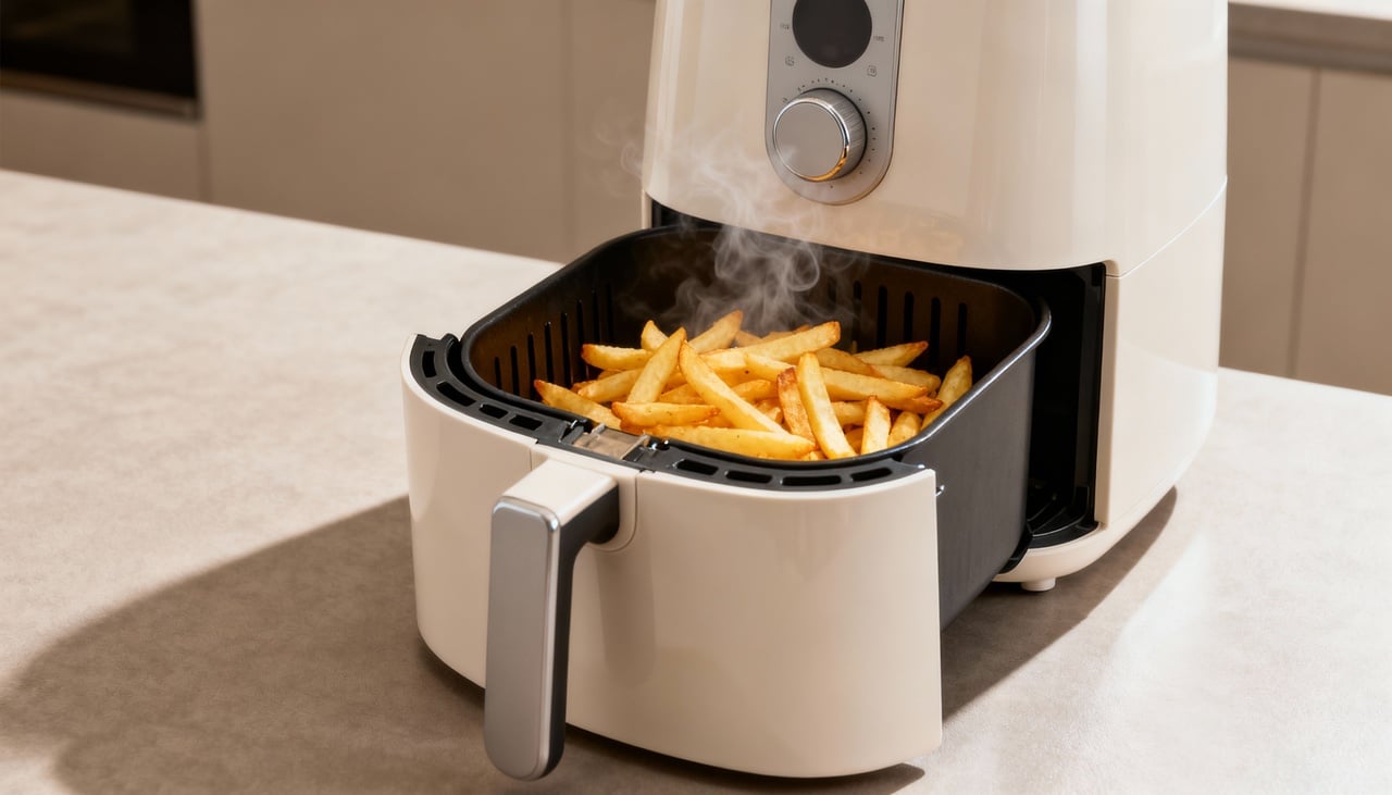 Muitos modelos de air fryer contam com funções pré-definidas para alimentos como batatas, frango, peixes, bolos e até legumes