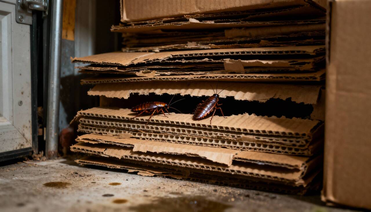 O papelão constitui refúgio comum e altamente atrativo para baratas