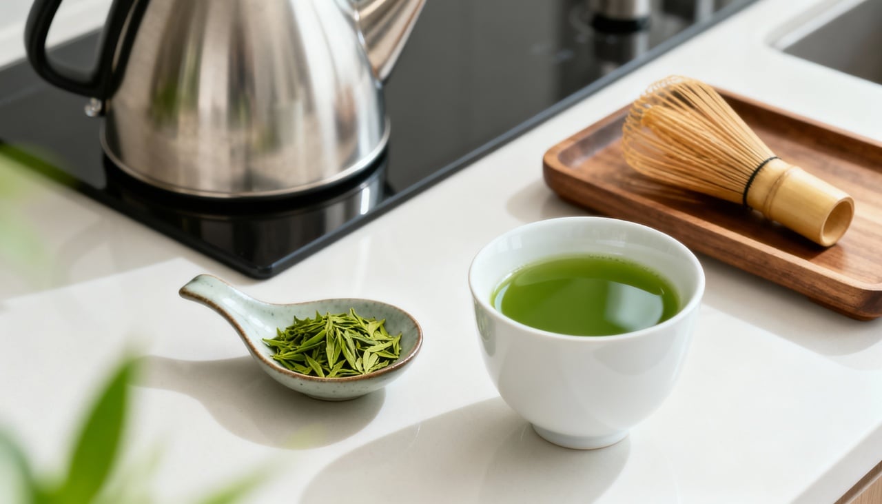 Ao fortalecer a barreira intestinal e contribuir para um ambiente menos inflamado, o chá verde pode atuar, de forma indireta, na prevenção de condições que encurtam a expectativa de vida – Imagens produzidas com uso de Inteligência Artificial