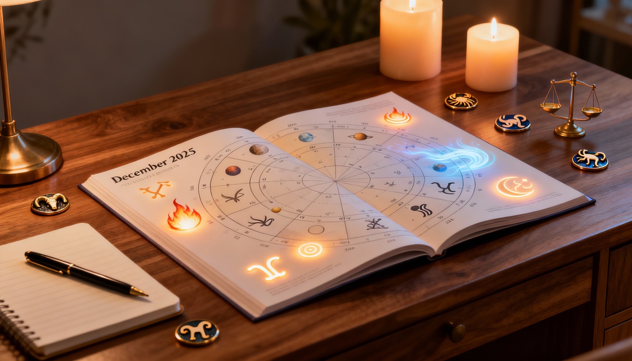 O chamado dezembro intenso está associado principalmente à concentração de trânsitos planetários nos signos de fogo e ar, além de aspectos tensos envolvendo Saturno e Plutão – Imagens produzidas com uso de Inteligência Artificial