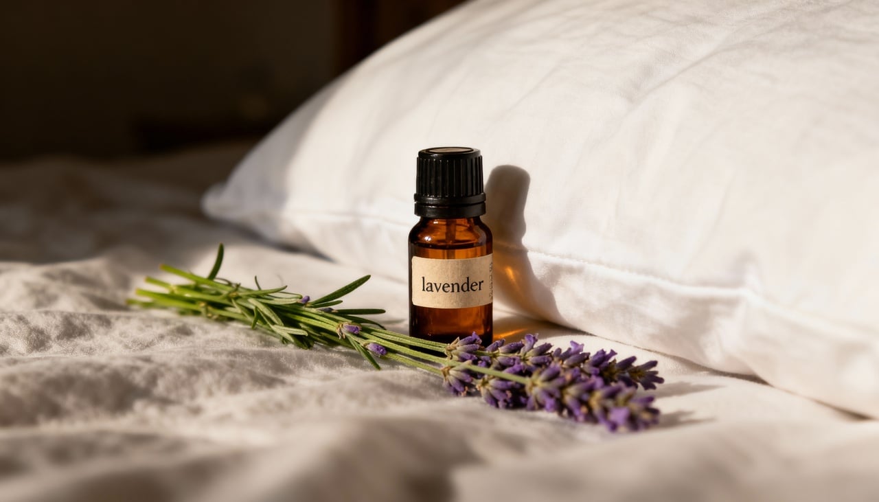 O uso do óleo essencial de lavanda na roupa de cama é uma das formas mais simples de aproveitar seus benefícios para o sono – Imagens produzidas com uso de Inteligência Artificial