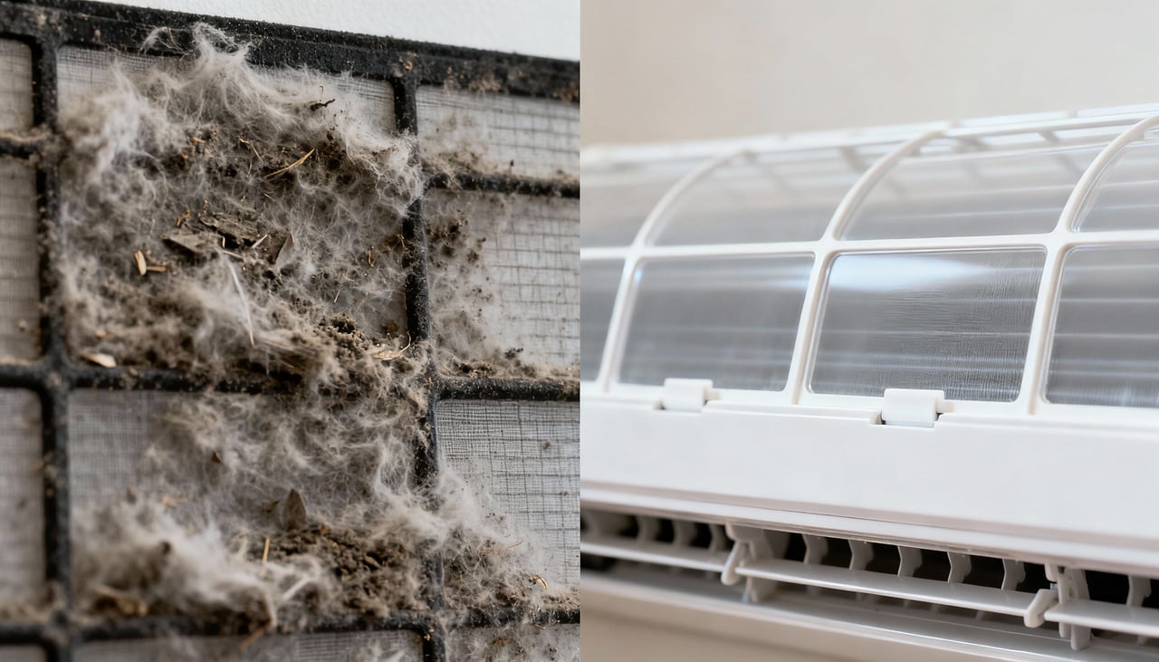 A limpeza do filtro é crucial porque remove a barreira de poeira que impede o fluxo de ar ideal – Imagens produzidas com uso de Inteligência Artificial