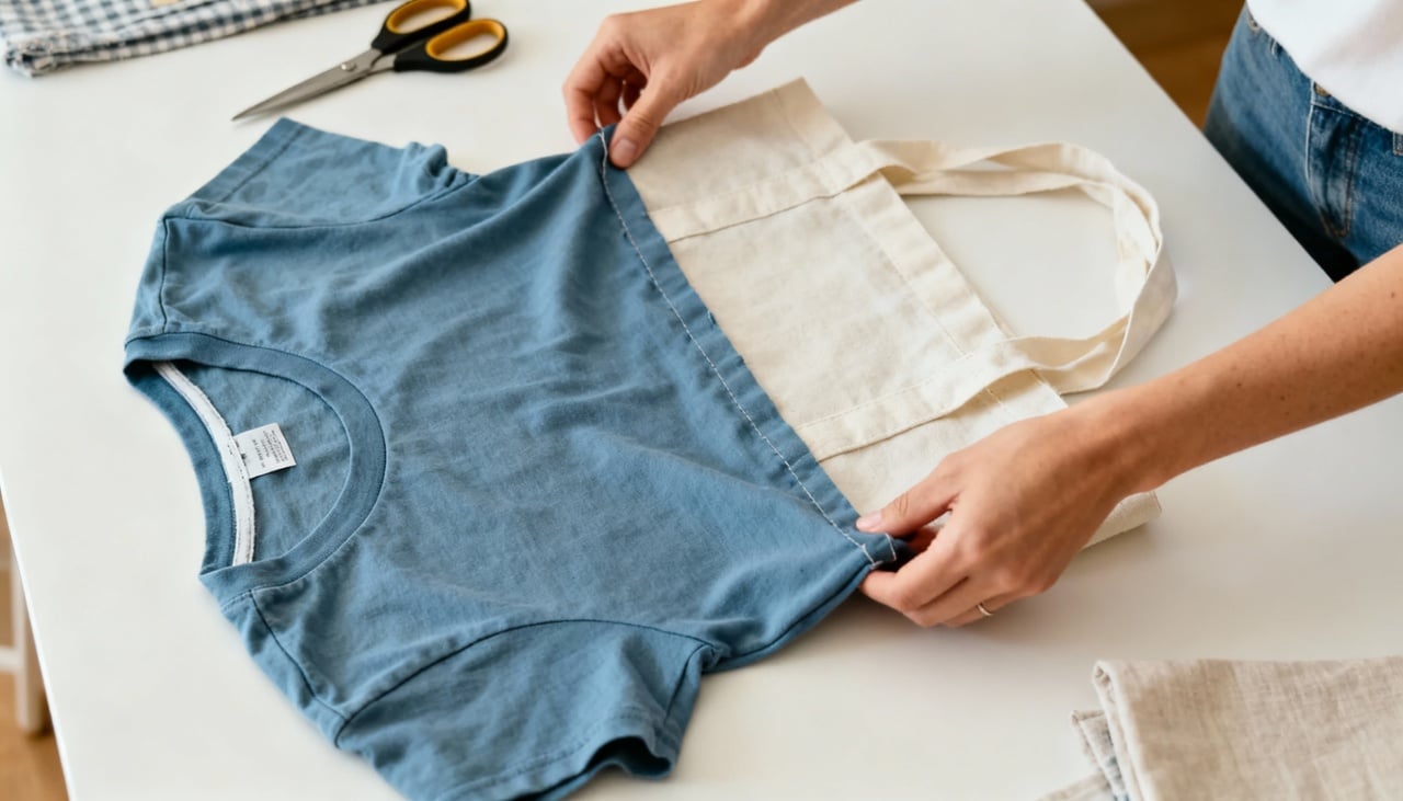Uma das formas mais conhecidas de reaproveitamento é transformar camisetas em itens de decoração – Imagens produzidas com uso de Inteligência Artificial