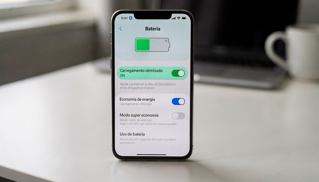 O carregamento otimizado é uma tecnologia que aprende sua rotina de sono e uso para controlar a entrada de energia