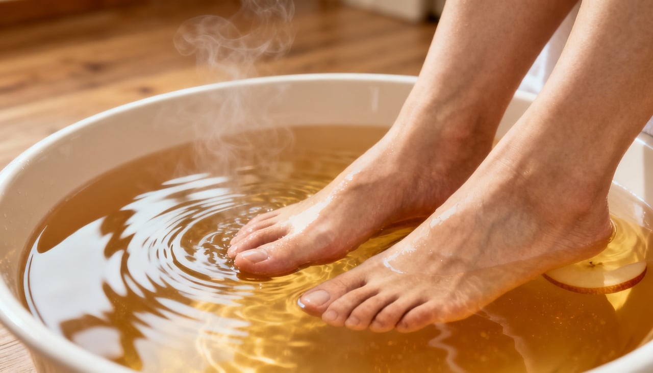A preparação adequada do banho de pés garante eficácia máxima sem causar irritação na pele – Imagens produzidas com uso de Inteligência Artificial