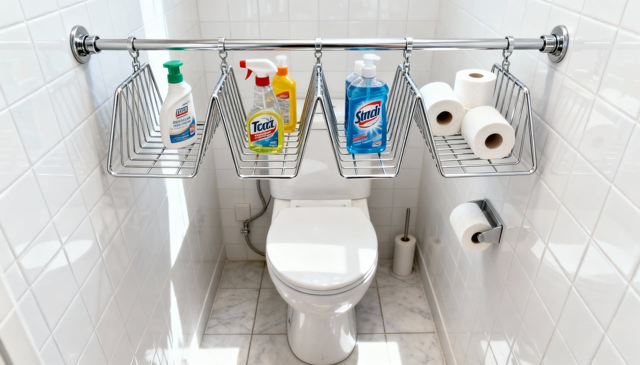 Os suportes para livros são muito úteis para organizar coisas no banheiro! Fiquei impressionada com o "truque secreto" que experimentei e foi uma verdadeira revelação