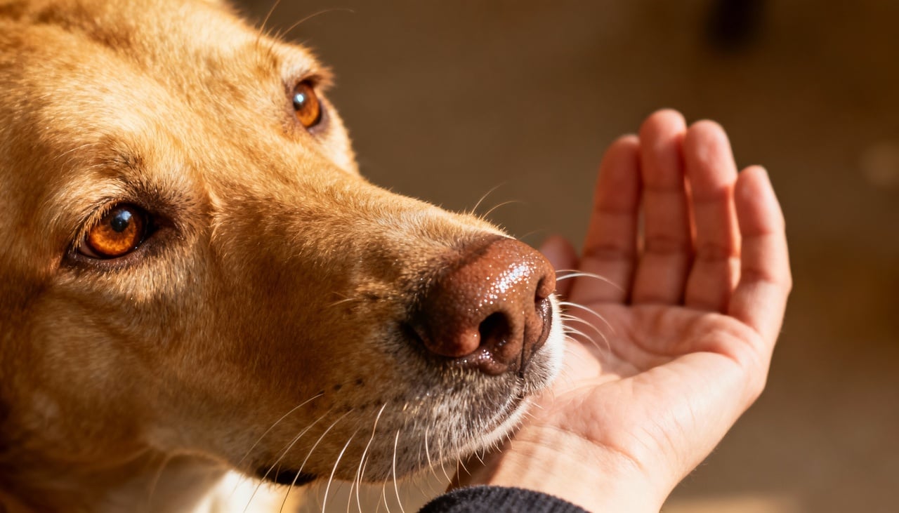A principal razão para o cachorro cheirar o dono ao chegar em casa está ligada à maneira como os cães processam informações – Imagens produzidas com uso de Inteligência Artificial