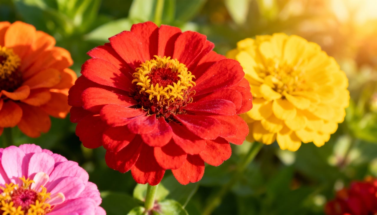 A zínia possui características únicas que a tornam excepcional para o cultivo durante o verão brasileiro – Imagens produzidas com uso de Inteligência Artificial