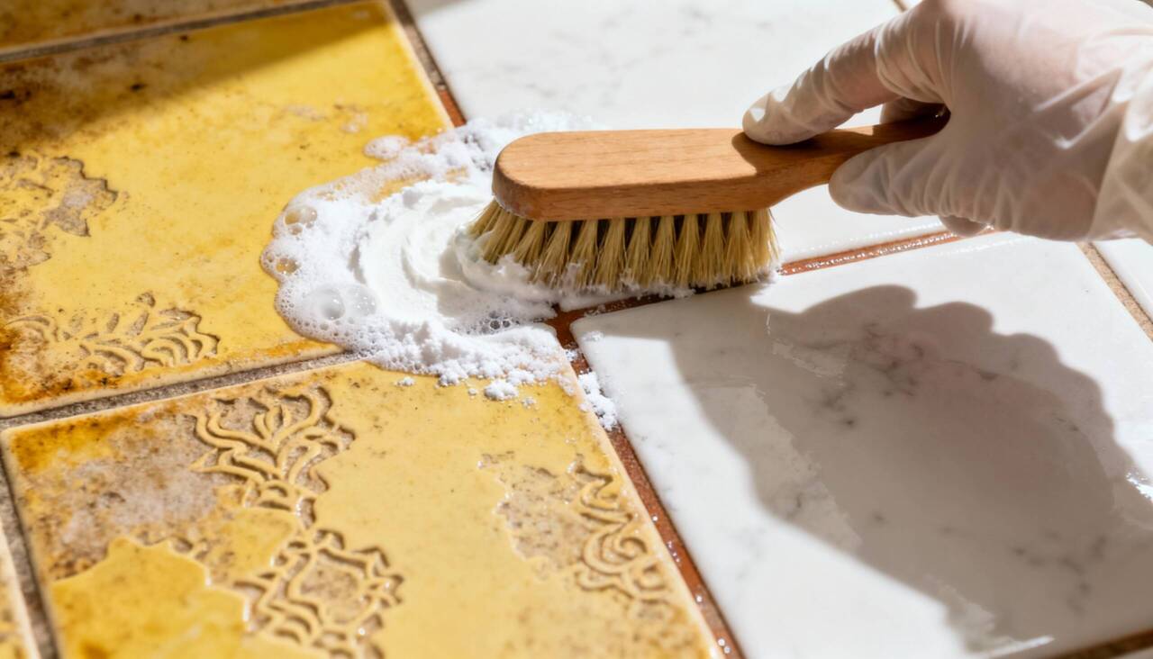 A chamada pasta de bicarbonato e limão para rejunte funciona pela ação conjunta de abrasão suave e reação química – Imagens produzidas com uso de Inteligência Artificial