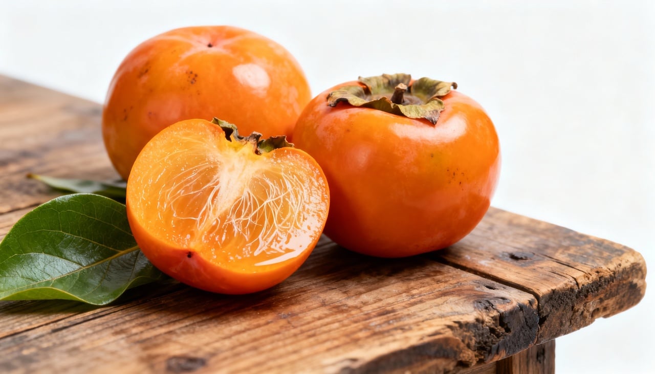 Os flavonoides presentes no caqui auxiliam na neutralização de radicais livres que danificam as paredes arteriais – Imagens produzidas com uso de Inteligência Artificial