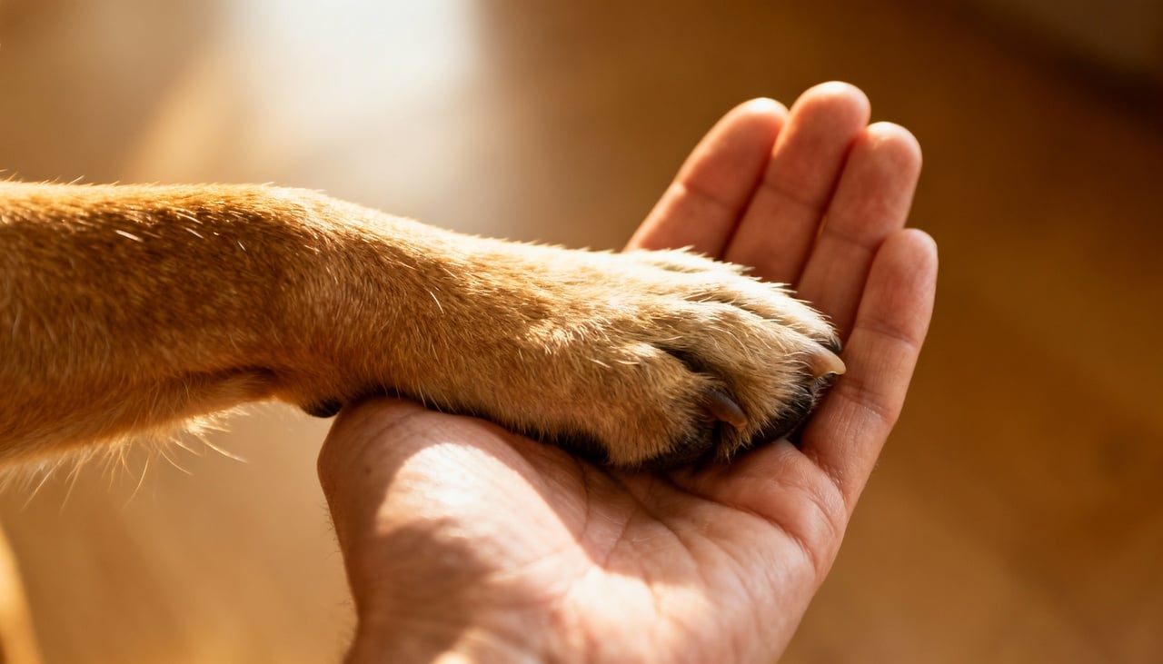 Desde filhote, o cão aprende que tocar com a pata produz efeitos no ambiente