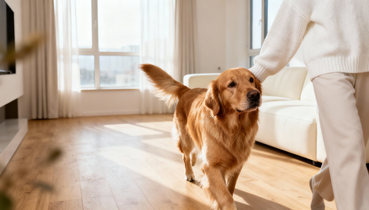 O fato de o cachorro andar atrás do tutor pela casa não é, por si só, um sinal de problema – Imagens produzidas com uso de Inteligência Artificial