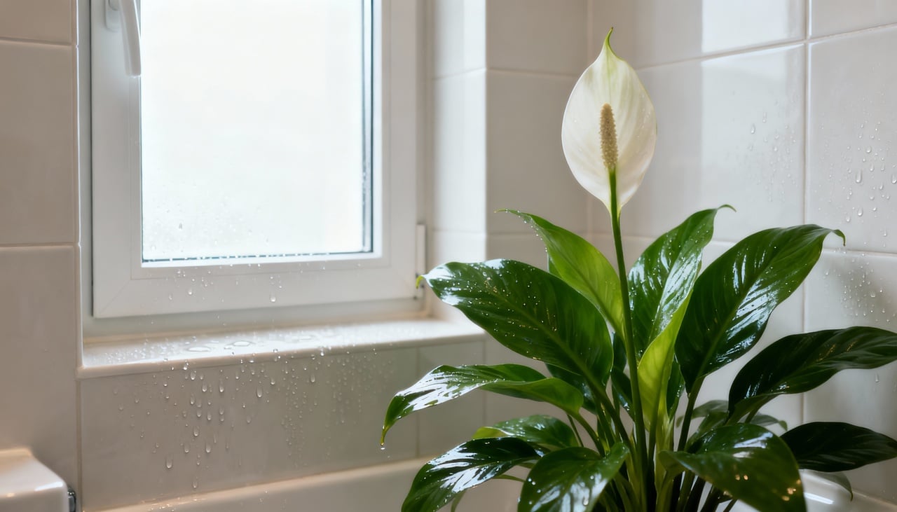 O lírio da paz é frequentemente apontado como uma das melhores plantas para ambientes internos com excesso de umidade – Imagens produzidas com uso de Inteligência Artificial