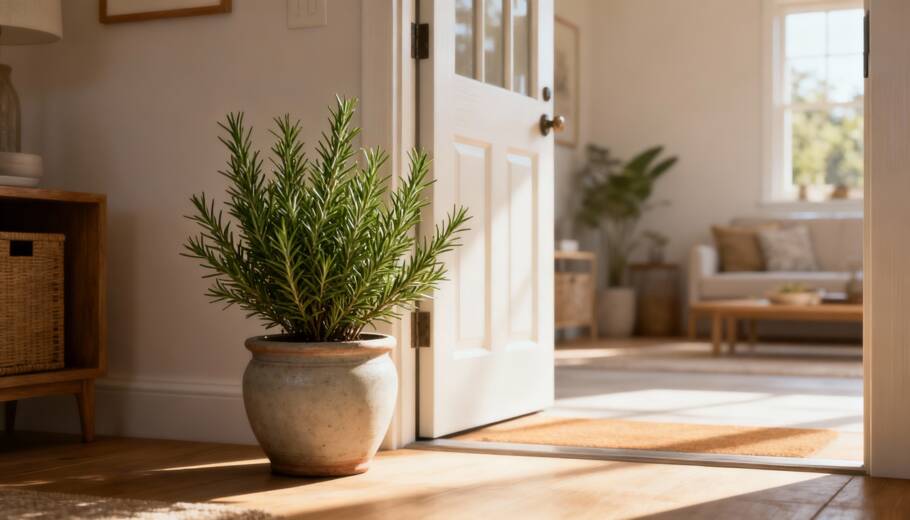 Perto da porta de entrada é o local ideal para posicionar o alecrim