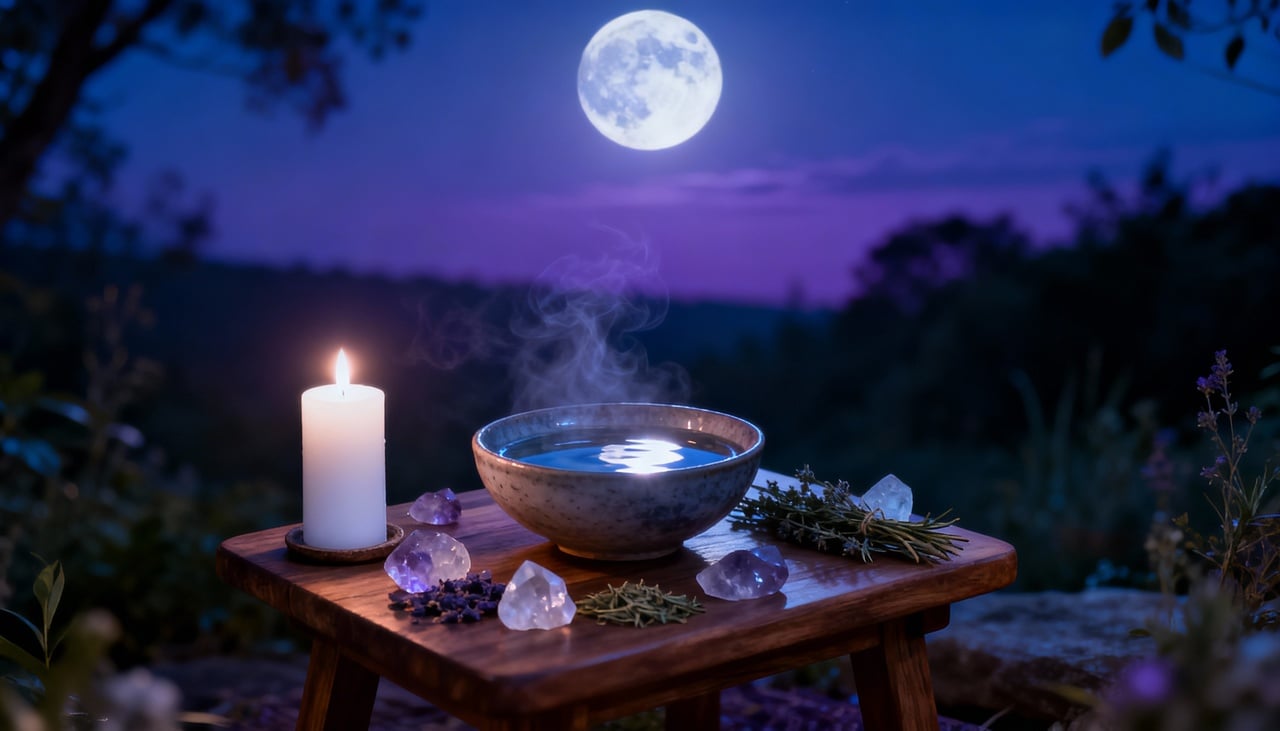 Em diversas tradições espirituais, a Lua Cheia é compreendida como um ponto de culminação energética – Imagens produzidas com uso de Inteligência Artificial