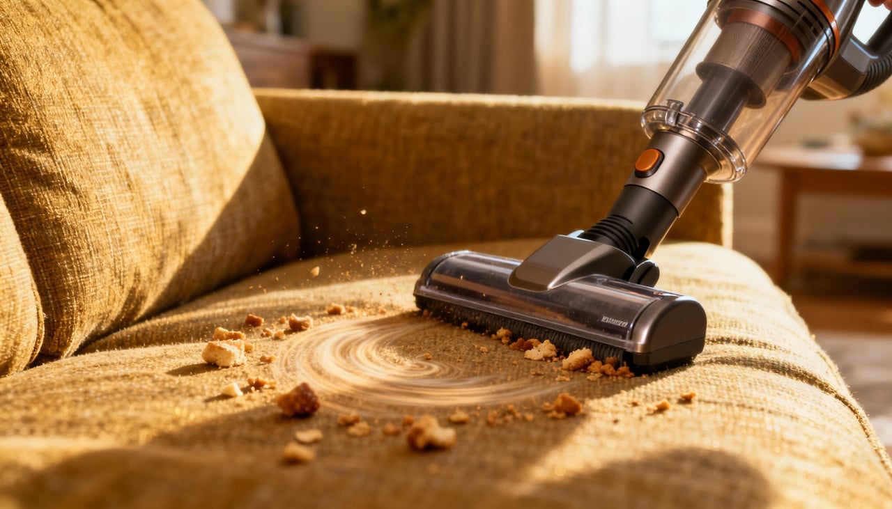 O aspirador de pó de mão é um eletrodoméstico portátil, geralmente alimentado por bateria, projetado para limpezas rápidas e pontuais – Imagens produzidas com uso de Inteligência Artificial