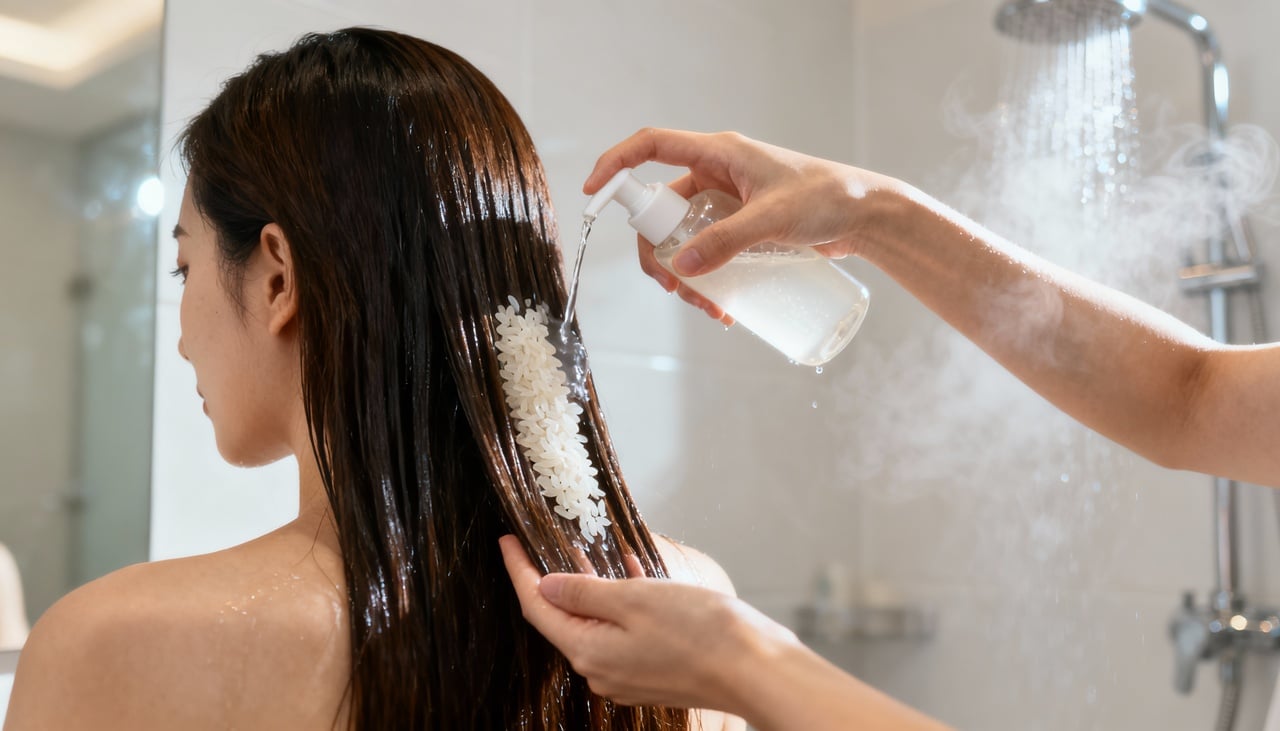 A água de arroz é o líquido obtido ao lavar ou cozinhar o arroz, rico em substâncias que migram do grão para a água – Imagens produzidas com uso de Inteligência Artificial