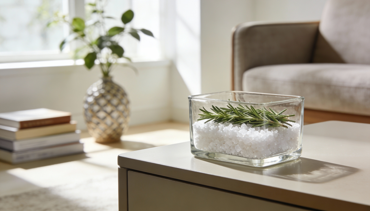 Imagine que sua casa é um copo sujo. O sal grosso é a água e sabão que limpam a sujeira, mas o copo fica vazio depois disso