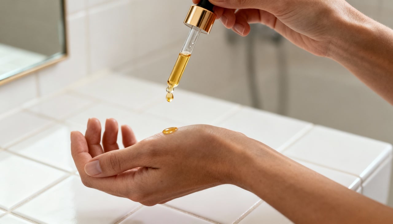 O óleo de jojoba tem composição semelhante ao óleo produzido naturalmente pela pele, sendo bem aceito por peles mistas e oleosas – Imagens produzidas com uso de Inteligência Artificial