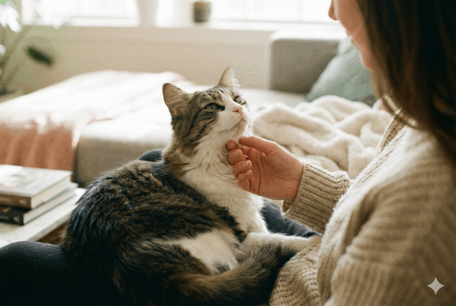 Gato encara o tutor como uma forma de comunicação