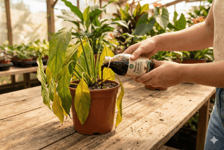 Húmus fornece nutrientes facilmente absorvíveis e estimula micro-organismos benéficos do solo.