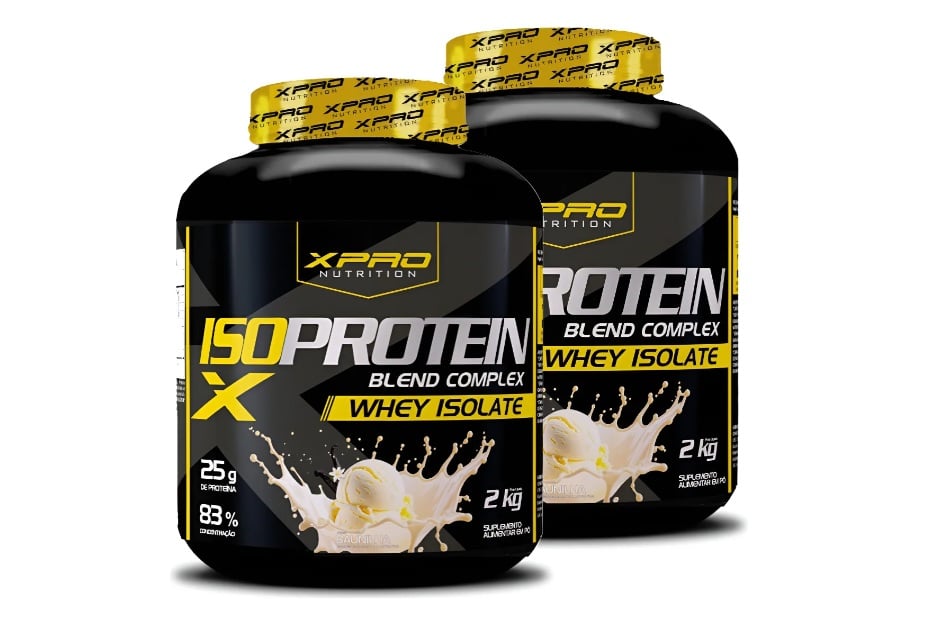 O kit com 2 wheys de 2kg da XPro Nutrition custa R$139,99