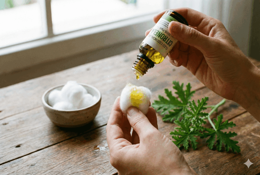 Certos óleos essenciais, como o de citronela, são conhecidos por espantar os insetos