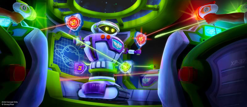 Ilustração mostra como será a Buzz Lightyear’s Space Ranger Spin