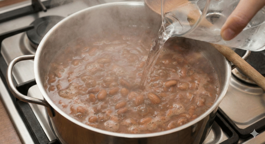 Adicionar água gelada no feijão ajuda os grãos a ficarem mais macios e engrossa o caldo