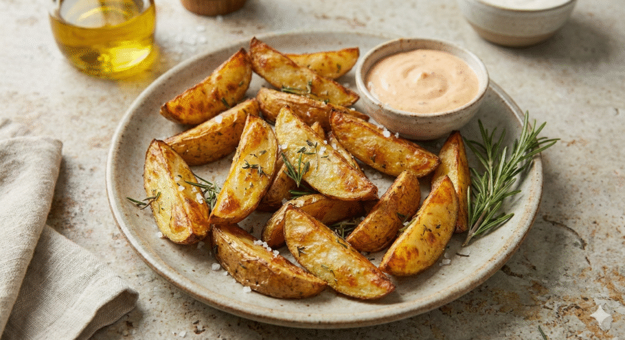 Batatas com uma crosta crocante