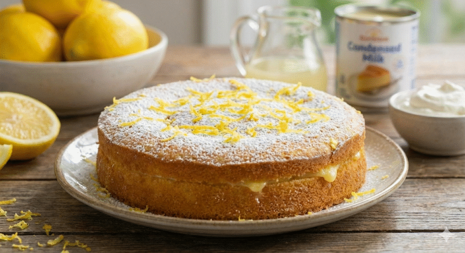 As raspas de limão por cima enfeitam o bolo