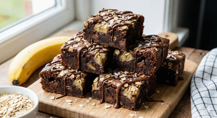 Brownie de banana e aveia