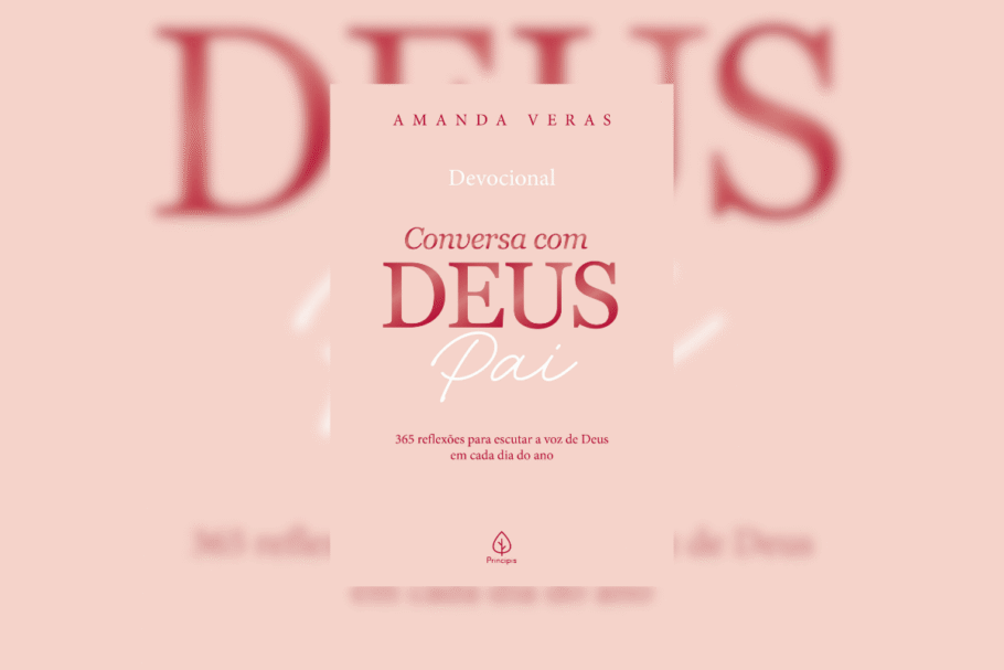 capa do livro "Conversa com Deus Pai" rosa e escritos em vermelho