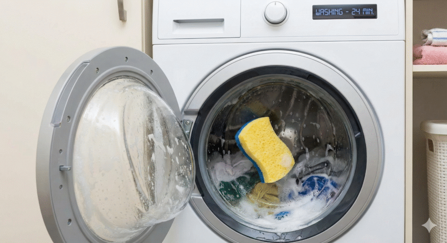 Esponja na máquina de lavar ajuda a remover os pelos das roupas