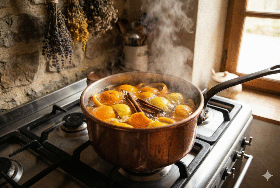 Ferver cascas de laranja, limão e canela é uma alternativa natural para perfumar os ambientes