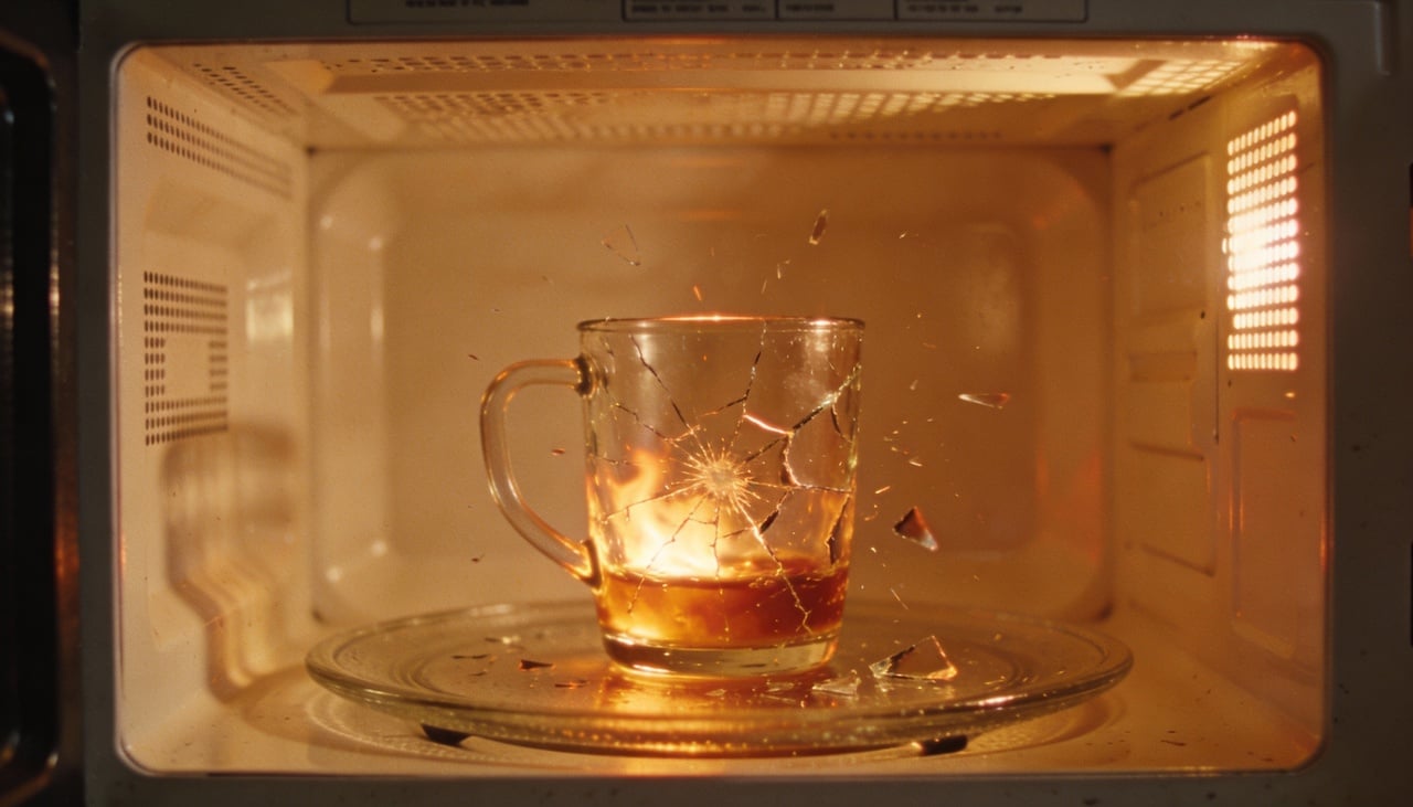 O principal motivo de copos estourarem no micro-ondas está relacionado à combinação de choque térmico