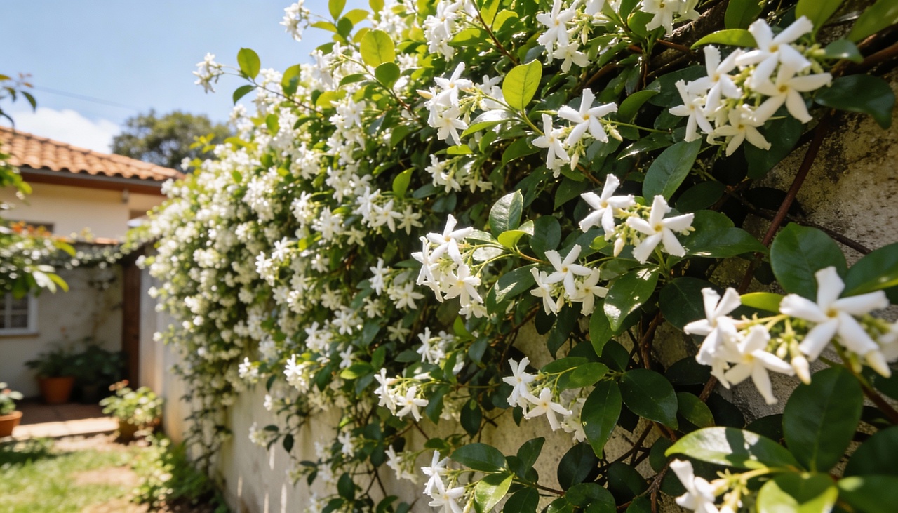 O segredo para ter aquele muro completamente coberto de flores brancas perfumadas está na combinação certa de sol, água e nutrientes