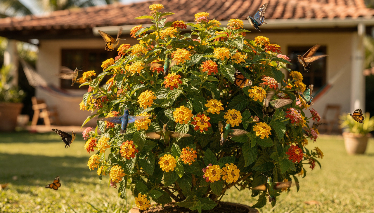 As flores da lantana são um verdadeiro bufê para beija-flores, borboletas e outros passarinhos