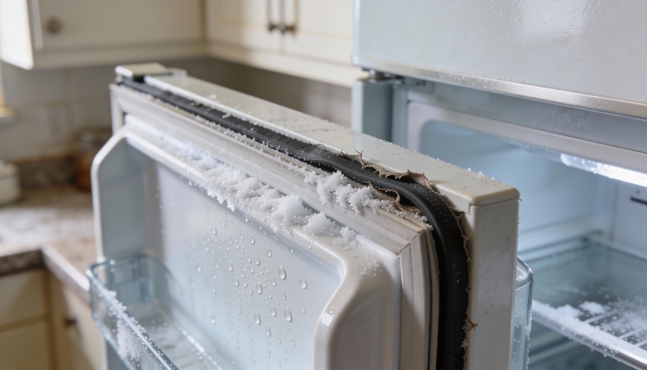 O gelo no fundo, principalmente perto do dreno, costuma surgir quando a água do degelo não consegue escoar