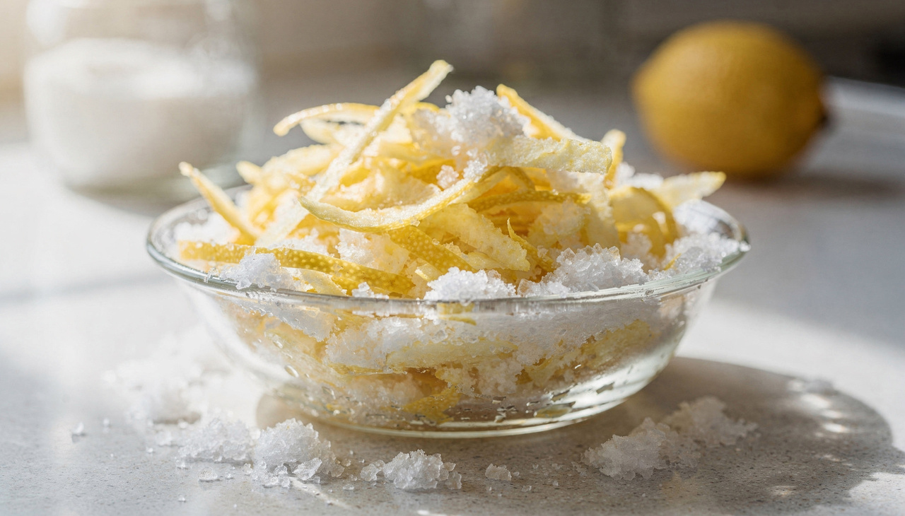 A casca de limão concentra óleos naturais responsáveis por um aroma fresco e por uma sensação de limpeza no ar