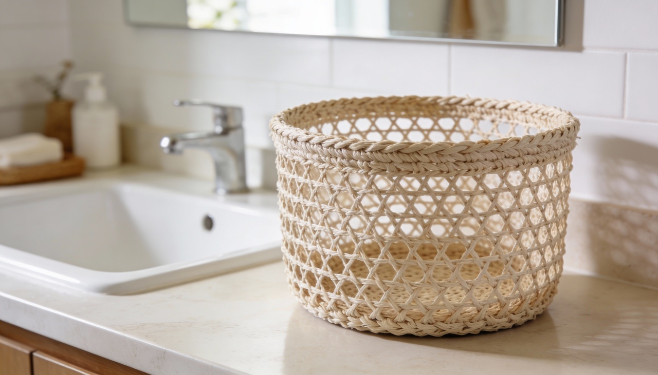 O processo começa com a escolha do fio de malha reciclado, que oferece resistência e um visual moderno para a decoração