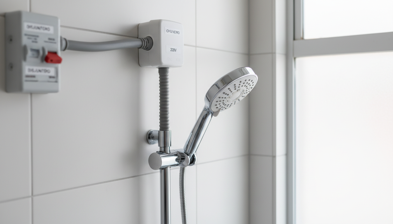 Ao usar uma extensão com chuveiro elétrico, a corrente elevada faz o cabo aquecer rapidamente, principalmente se o fio interno for fino ou de baixa qualidade