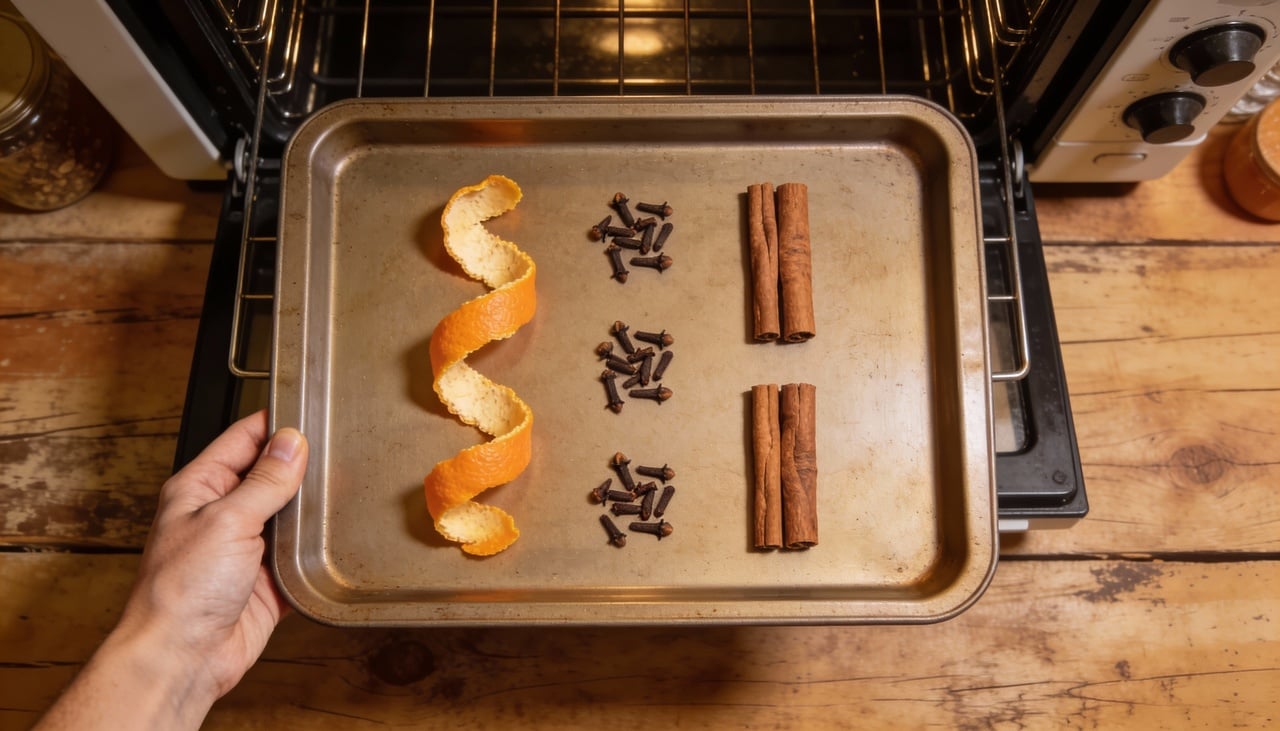 A preparação começa com a separação das cascas de duas ou três laranjas frescas e maduras