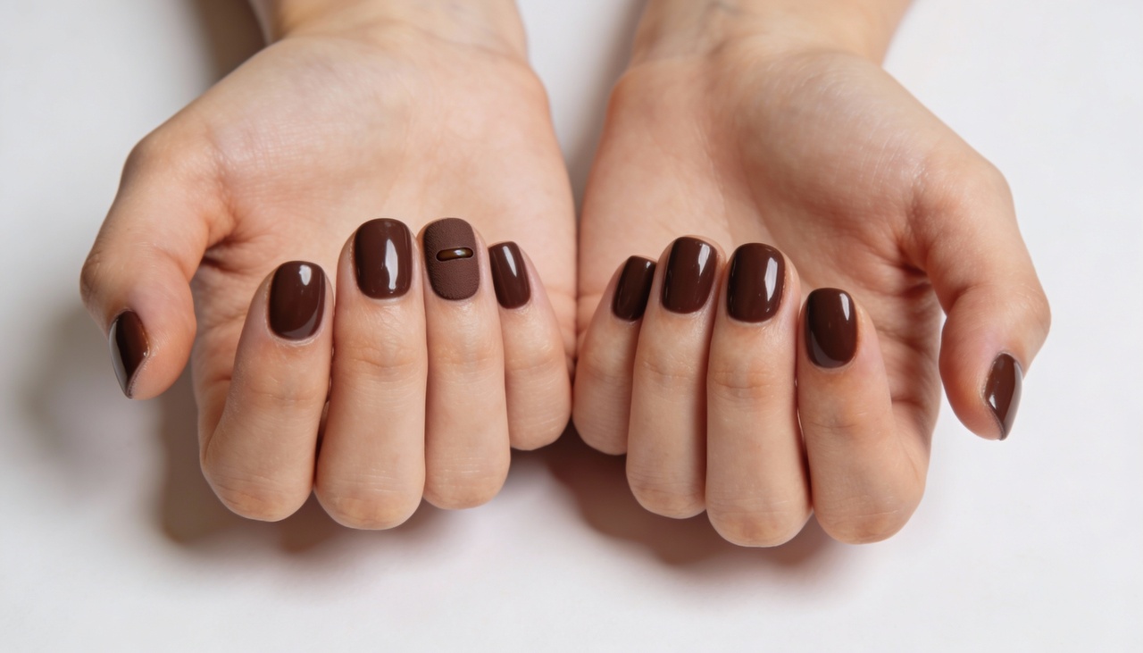 Para aderir à tendência de unhas quadradas com esmalte marrom chocolate, vale observar alguns elementos que definem esse visual