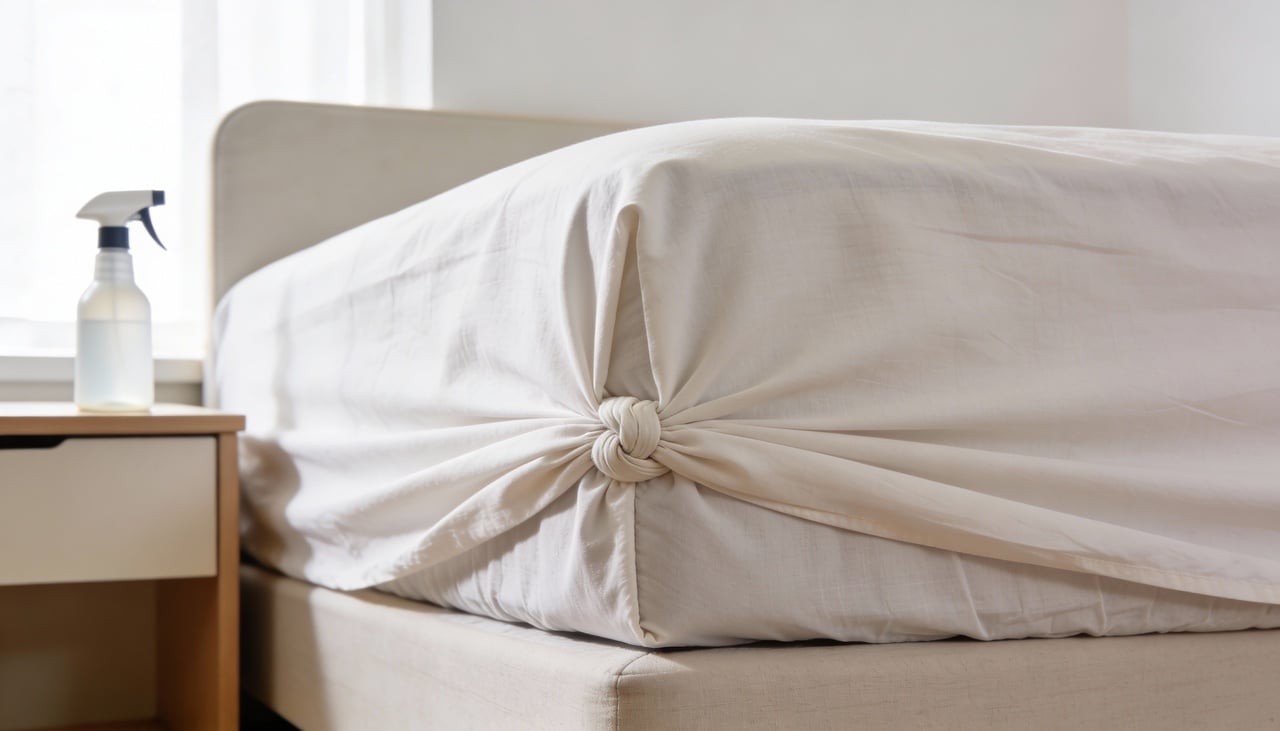 A técnica de dar nós nas extremidades do lençol de baixo cria uma tensão maior e mais uniforme sobre a superfície do colchão